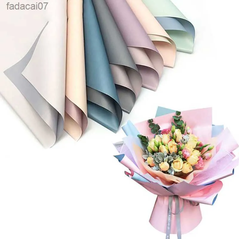 Korean Two Tone Flower Wrapping Paper Waterproof Gift Packaging